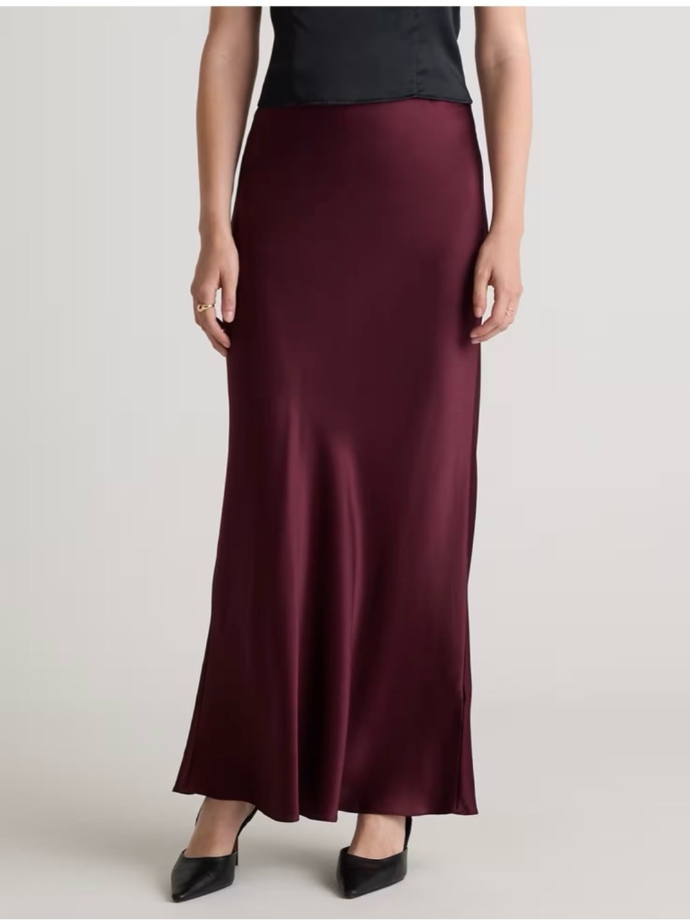 Quince burgundy silk midi skirt - Size small